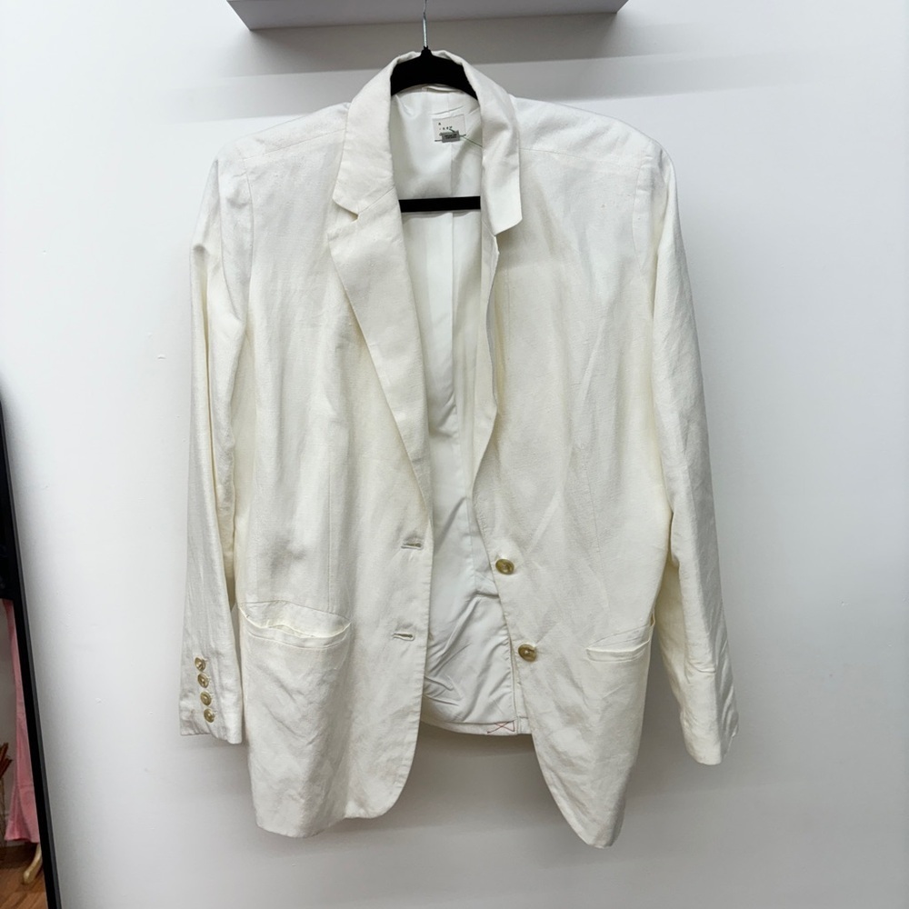 Bali White Oversized Linen Blazer - XL, Lightweight & Breathable